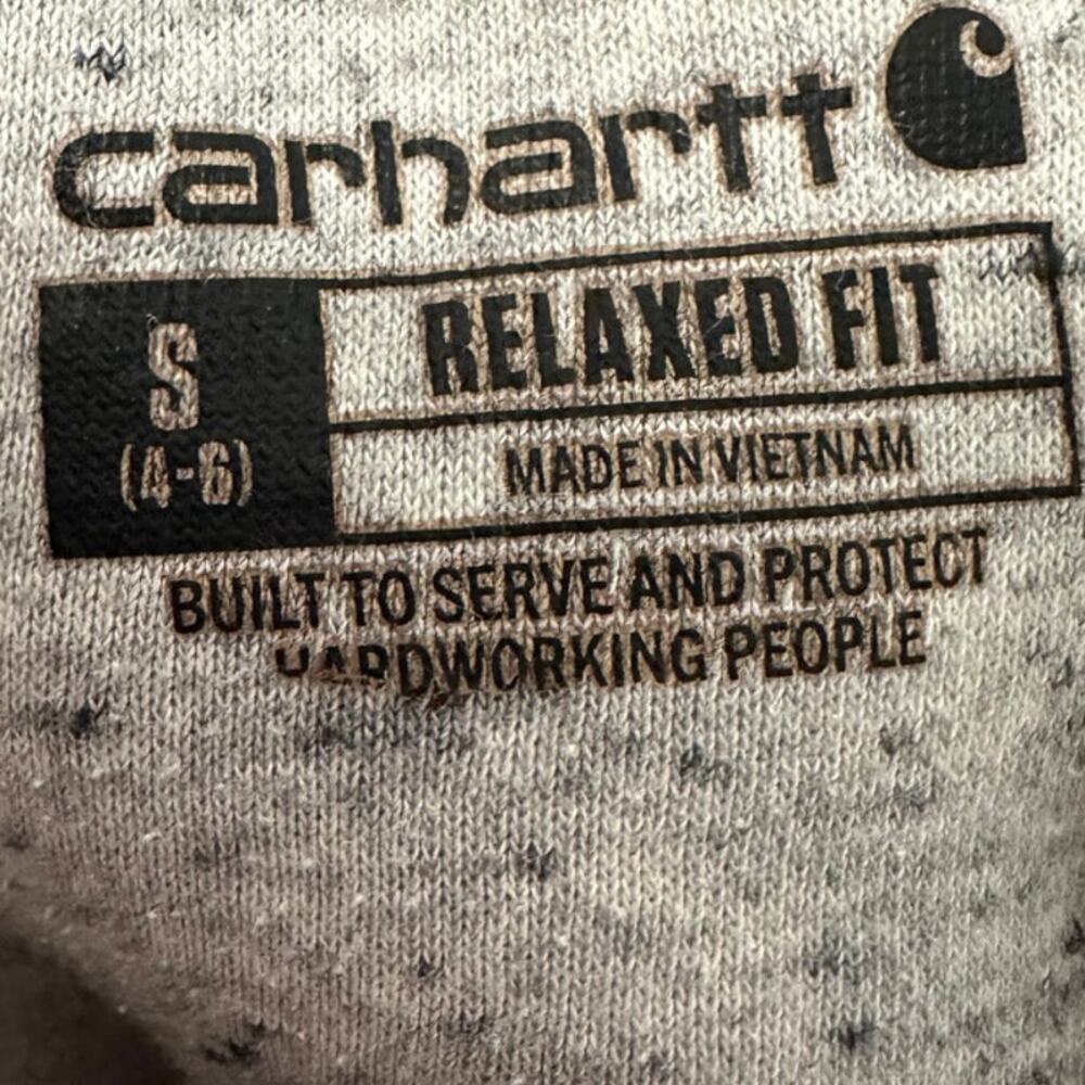 Carhartt Relaxed Fit Midweight Logo Sleeve Hoodie Women S Asphalt Heather Gray - Picture 3 of 4